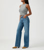 Silver Baggy Mid Rise Bootcut Jeans
