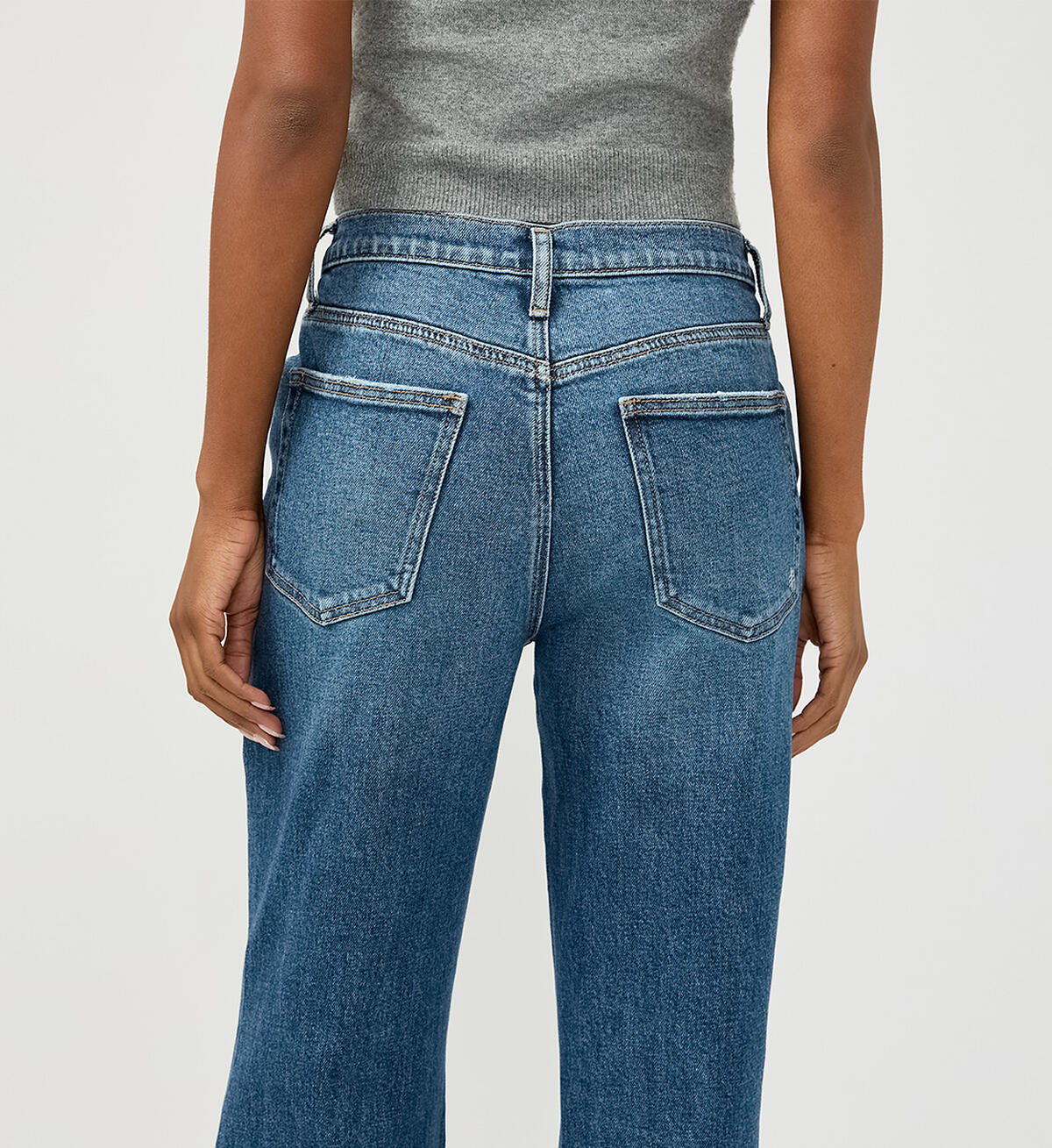 Silver Baggy Mid Rise Bootcut Jeans