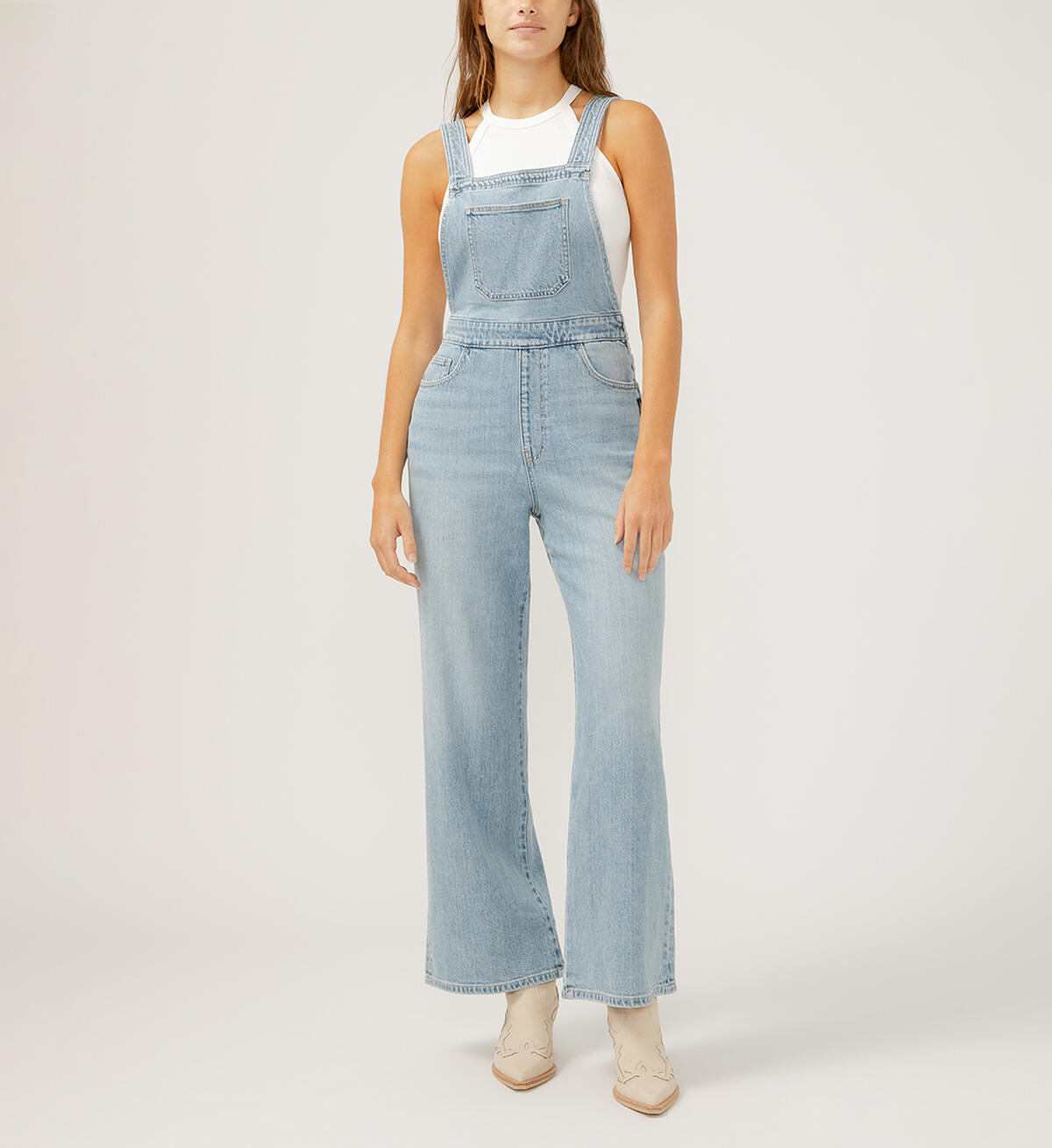 Silver Wide Leg Overall Jeans