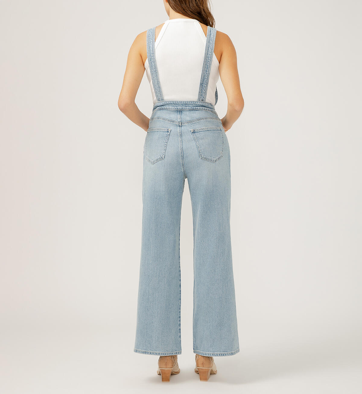 Silver Wide Leg Overall Jeans