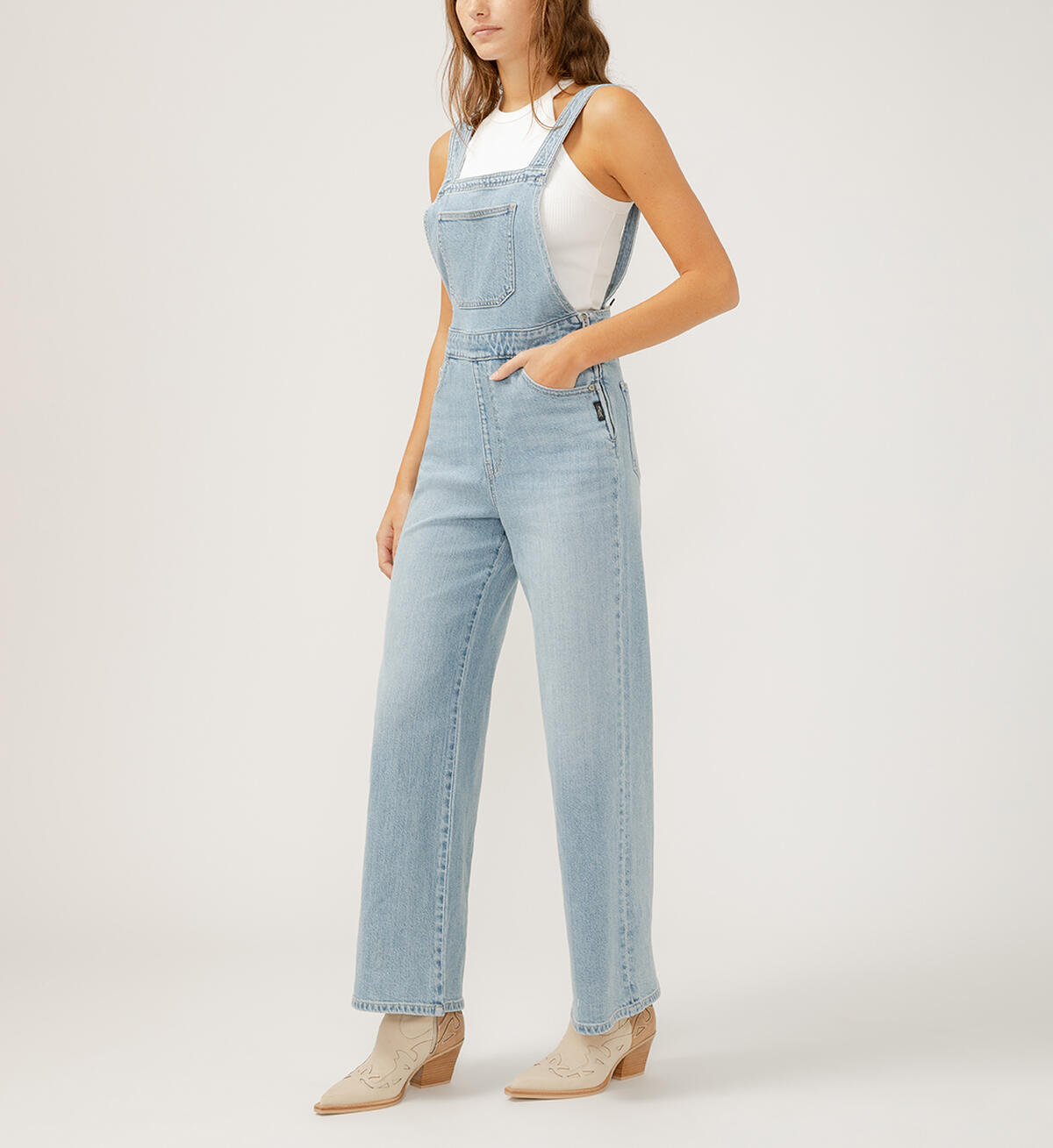 Silver Wide Leg Overall Jeans
