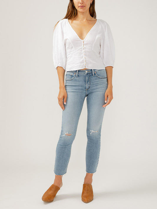 Silver Most Wanted Mid Rise Ankle Straight Leg Jeans