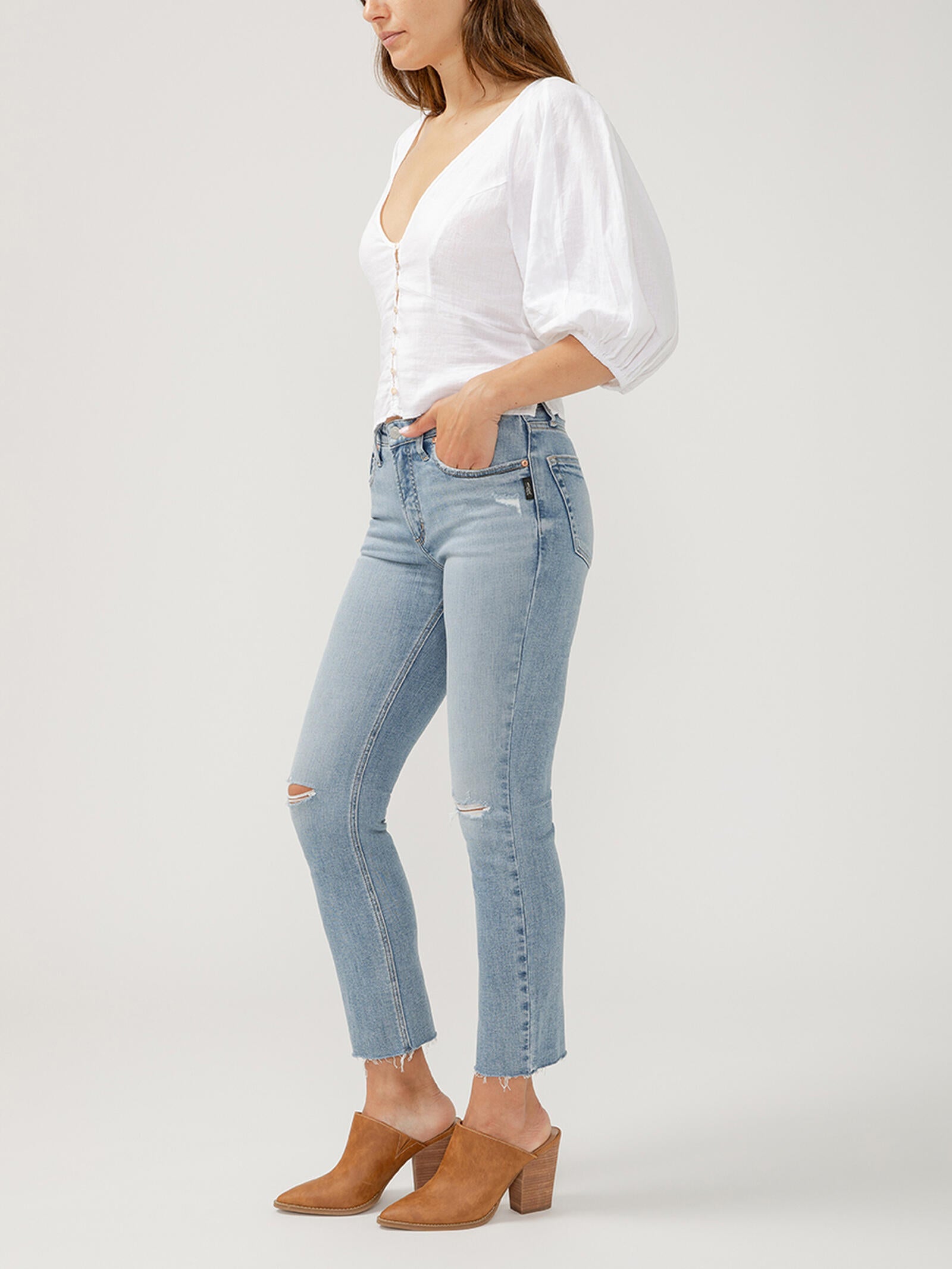 Silver Most Wanted Mid Rise Ankle Straight Leg Jeans