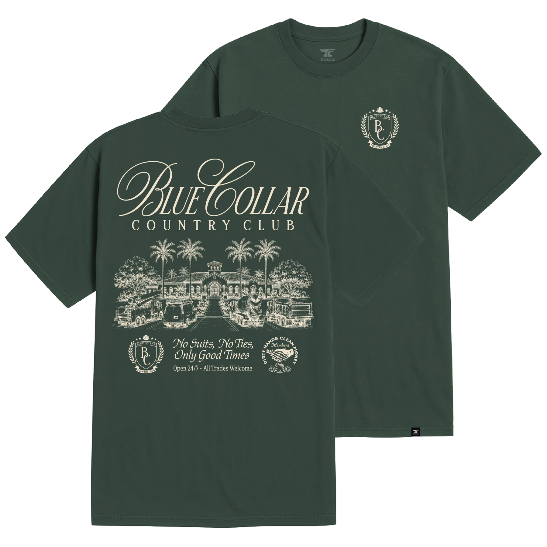 Troll Co. Men's Blue Collar Country Club Palms Tee
