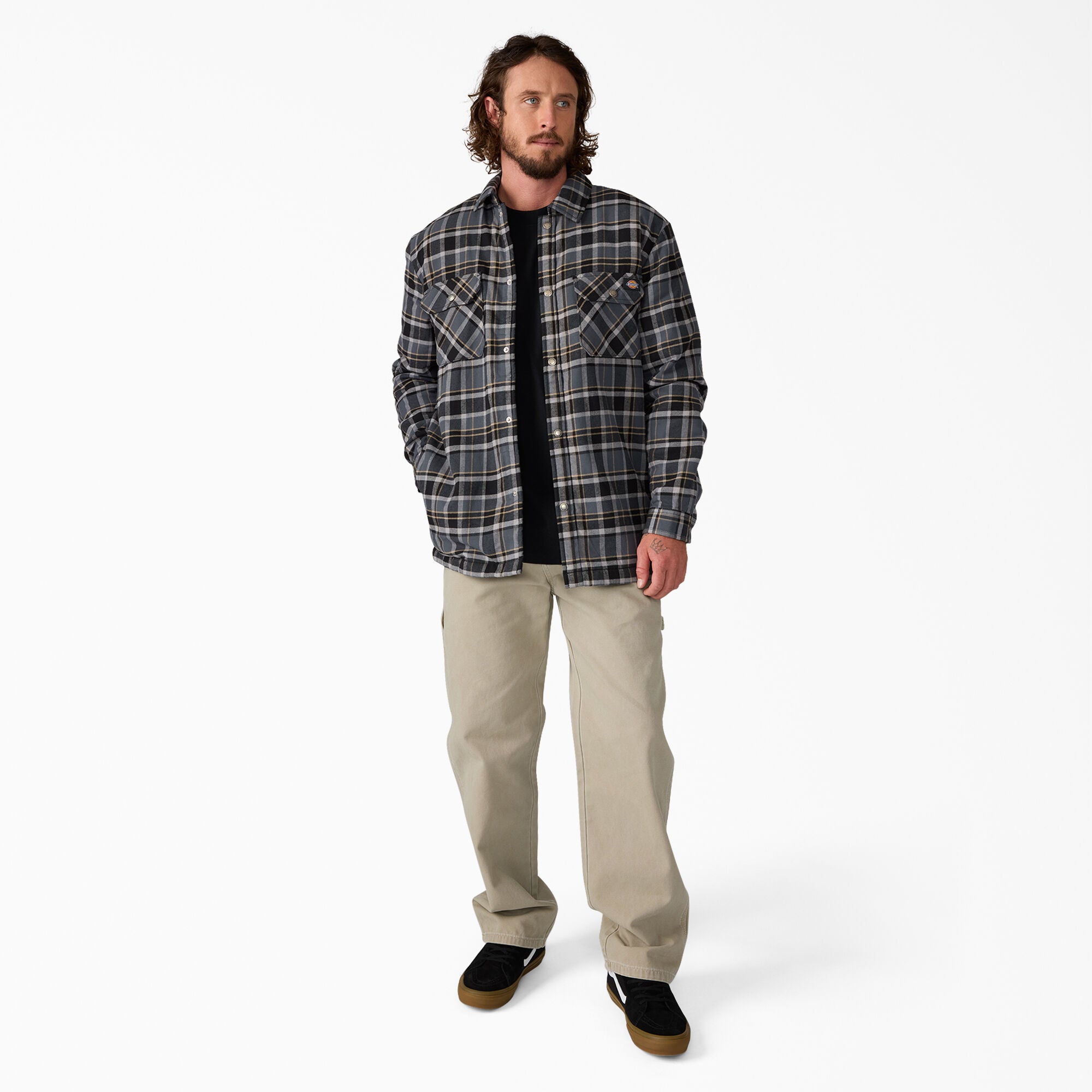 Dickies Men's Water Repellent Fleece-Lined Flannel Shirt Jacket