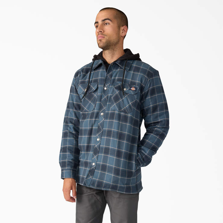 Dickies Men's Water Repellent Flannel Hooded Shirt Jacket