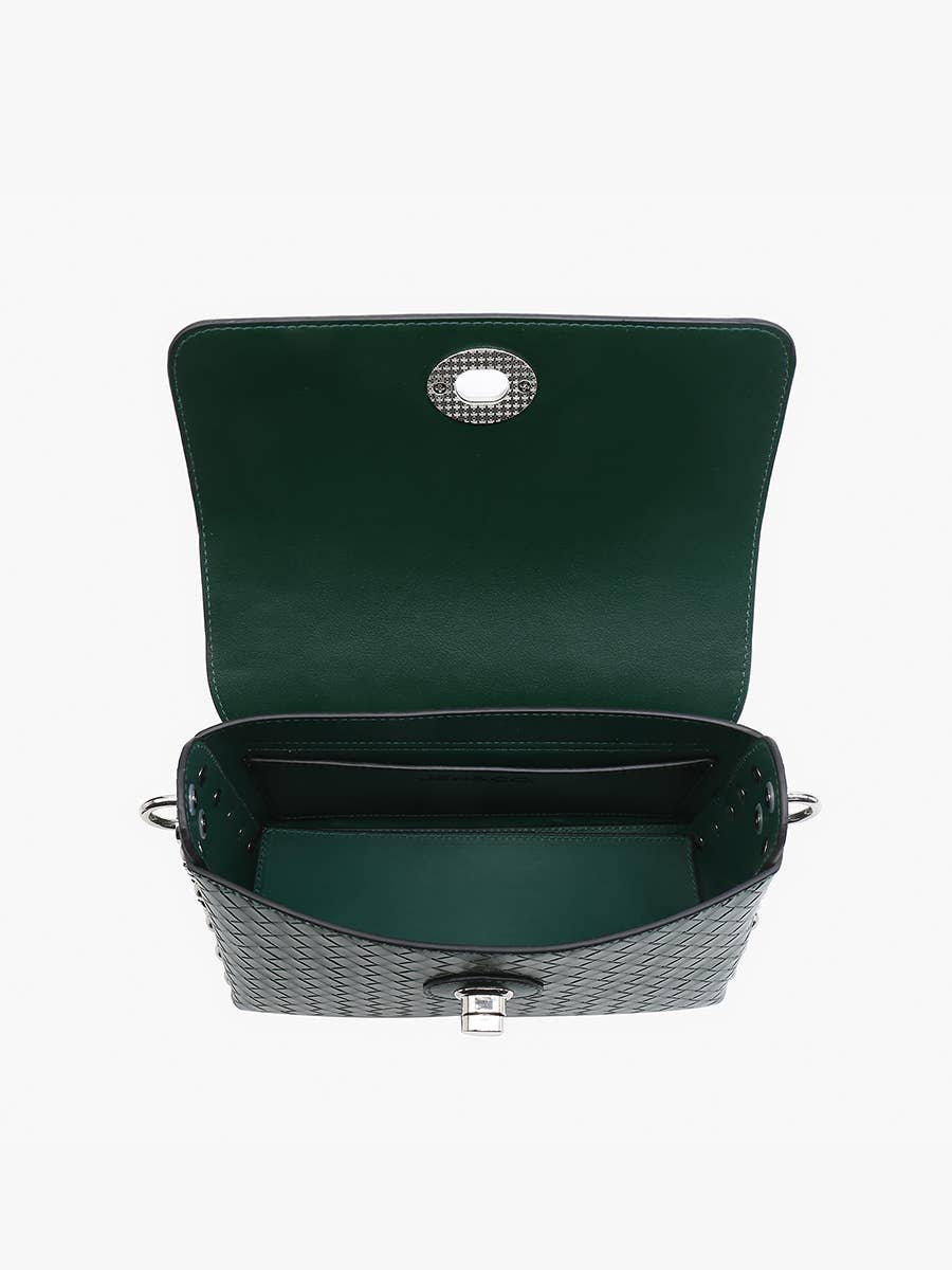 Jen & Co. Yazmin Faux Woven Crossbody Bag – Chain Strap