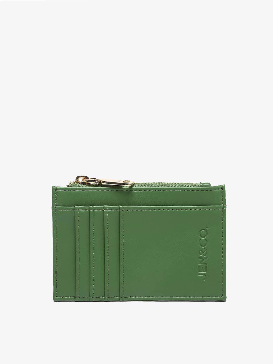 Jen & Co. Sia Zip Card Holder Wallet – Compact Vegan Leather