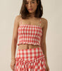 Promesa Gingham Plaid Smocked Cropped Ruffle Cami Top