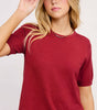 Puffy Sleeve Basic Stretchy Knit Top