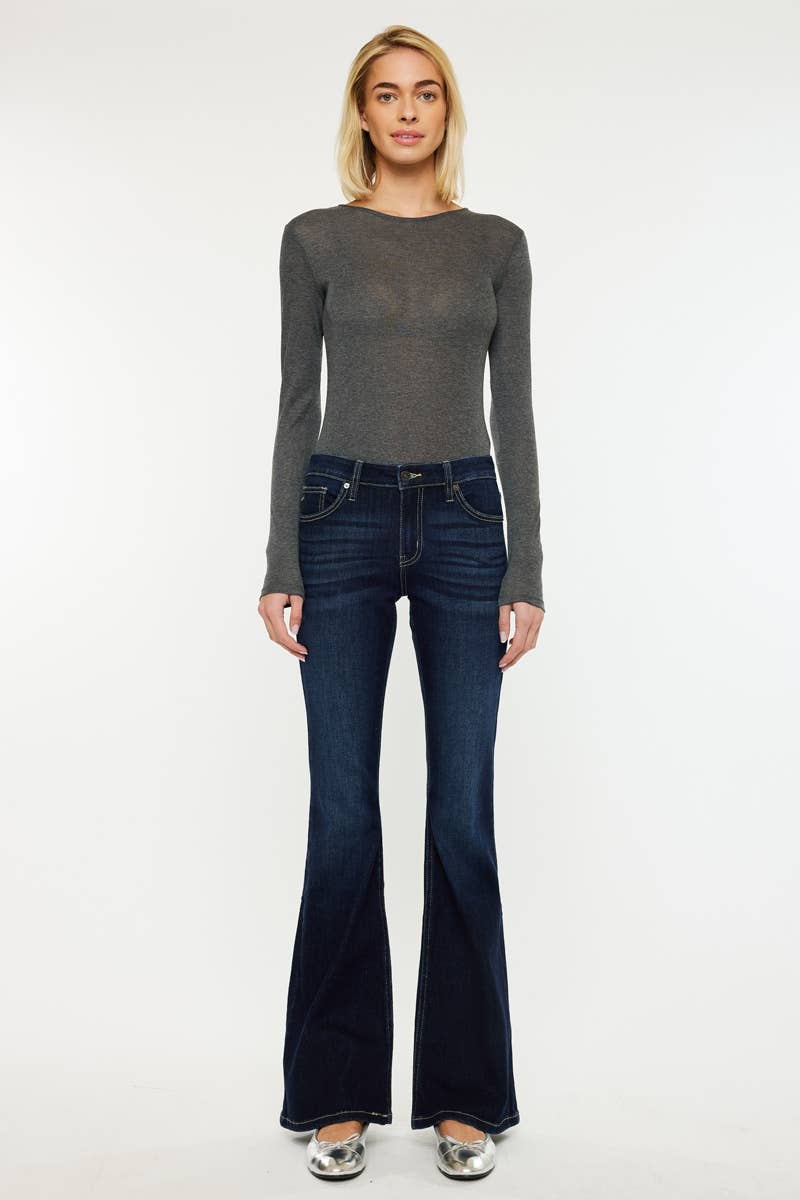 KanCan Women's Mid-Rise Flare Jeans