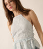 Promesa Layered Floral Eyelash Lace Ruffle Halter Cami Top
