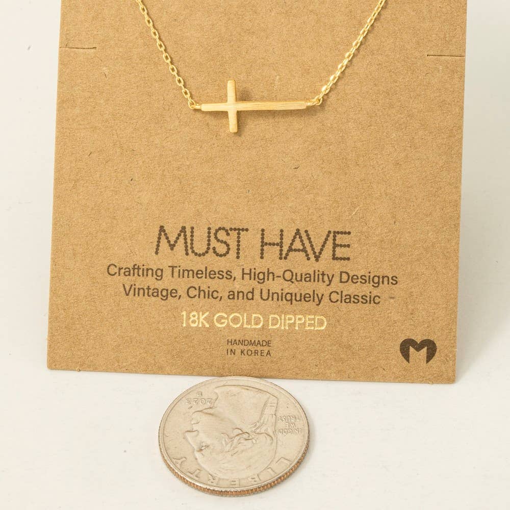 Fame Side Cross Pendant Necklace