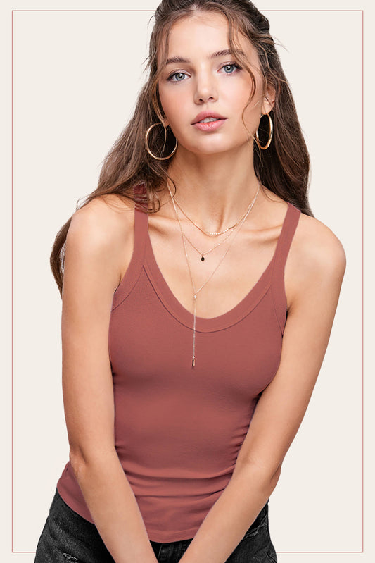La Miel Women's Basic Cross-back Stretchy Lightweight Sleeveless Top