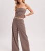 Bluivy Women's Striped Knit Tube And Wide Pants Set