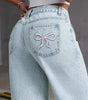 Serenity Collective Women's Bow Wide Leg Jeans