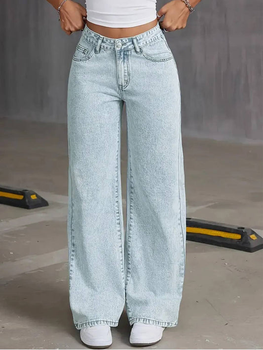 Serenity Collective Women's Bow Wide Leg Jeans
