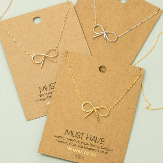 Fame Bow Tie Pendant Necklace