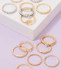 Fame Pearl Stud Mixed Chain 7Pc Band Rings Set