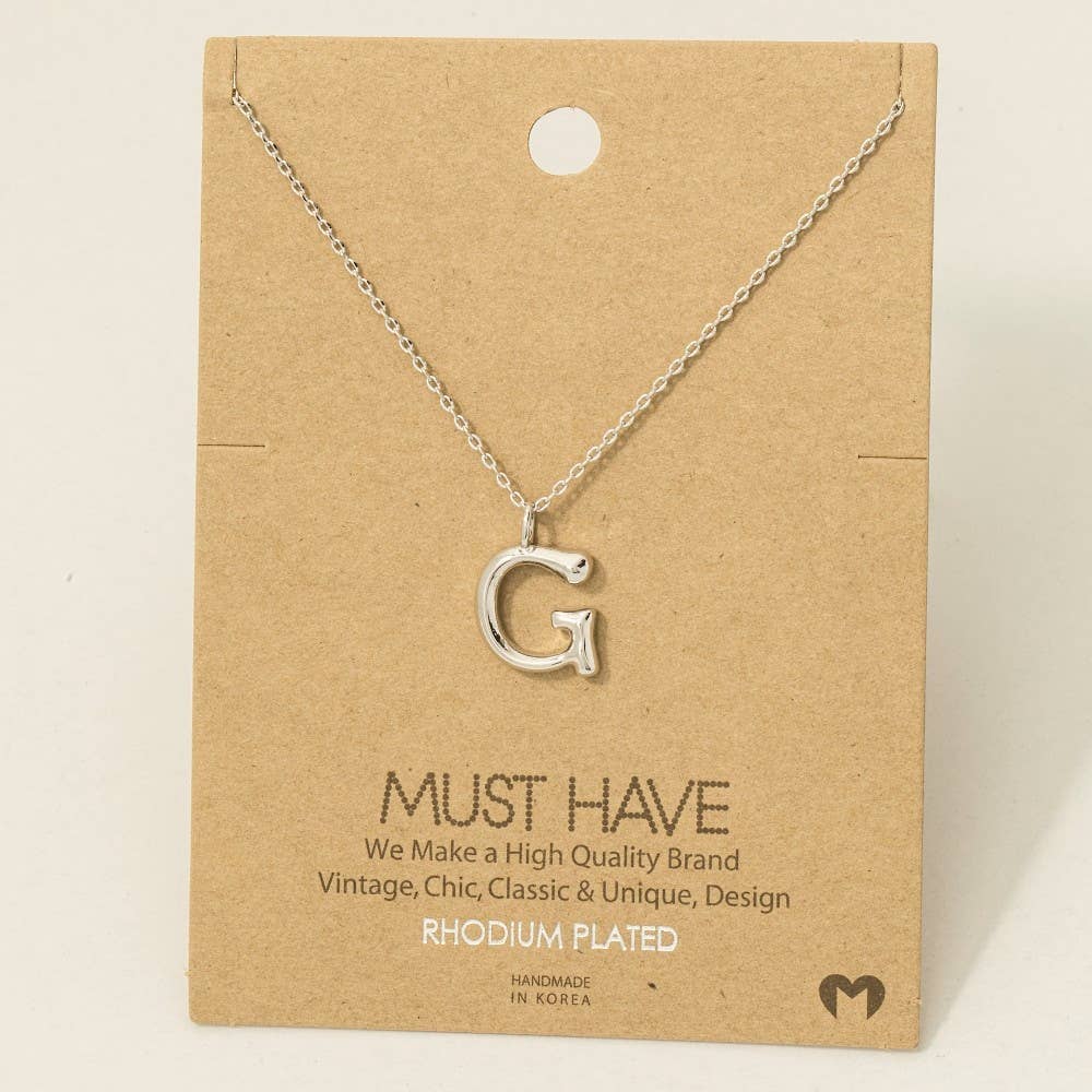 Fame Bubble Letter Pendant Necklace: K Silver