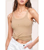 La Miel Basic Stretchy Rib Knit Fabric Tank Top