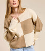 Checkered Sweater Loose Fit Rolled Hem Sweater
