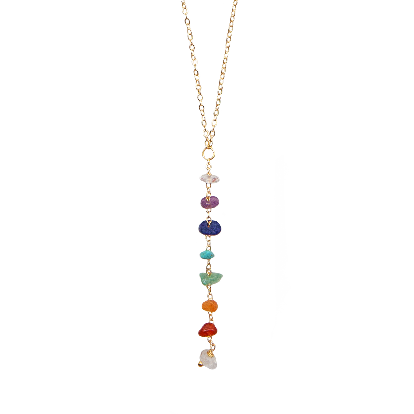 Lotus and Luna 7 Chakras Healing Necklace (Gold)