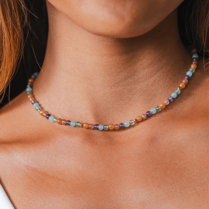 4MM Healing Necklace w/ Metal Accent