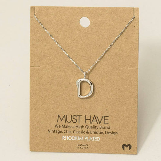 Fame Bubble Letter Pendant Necklace: D Silver