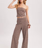 Bluivy Women's Striped Knit Tube And Wide Pants Set