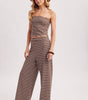 Bluivy Women's Striped Knit Tube And Wide Pants Set