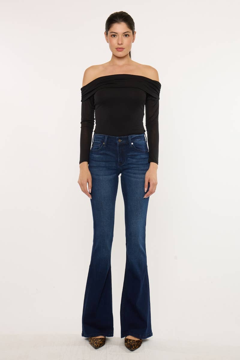 KanCan Women's Mid-Rise Flare Jeans