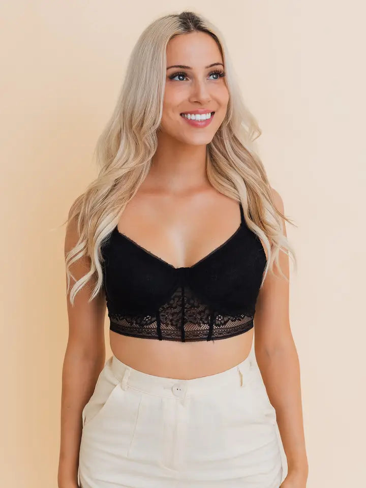 Leto Stylish Longline Bra Top - Breathable Lace Undergarment