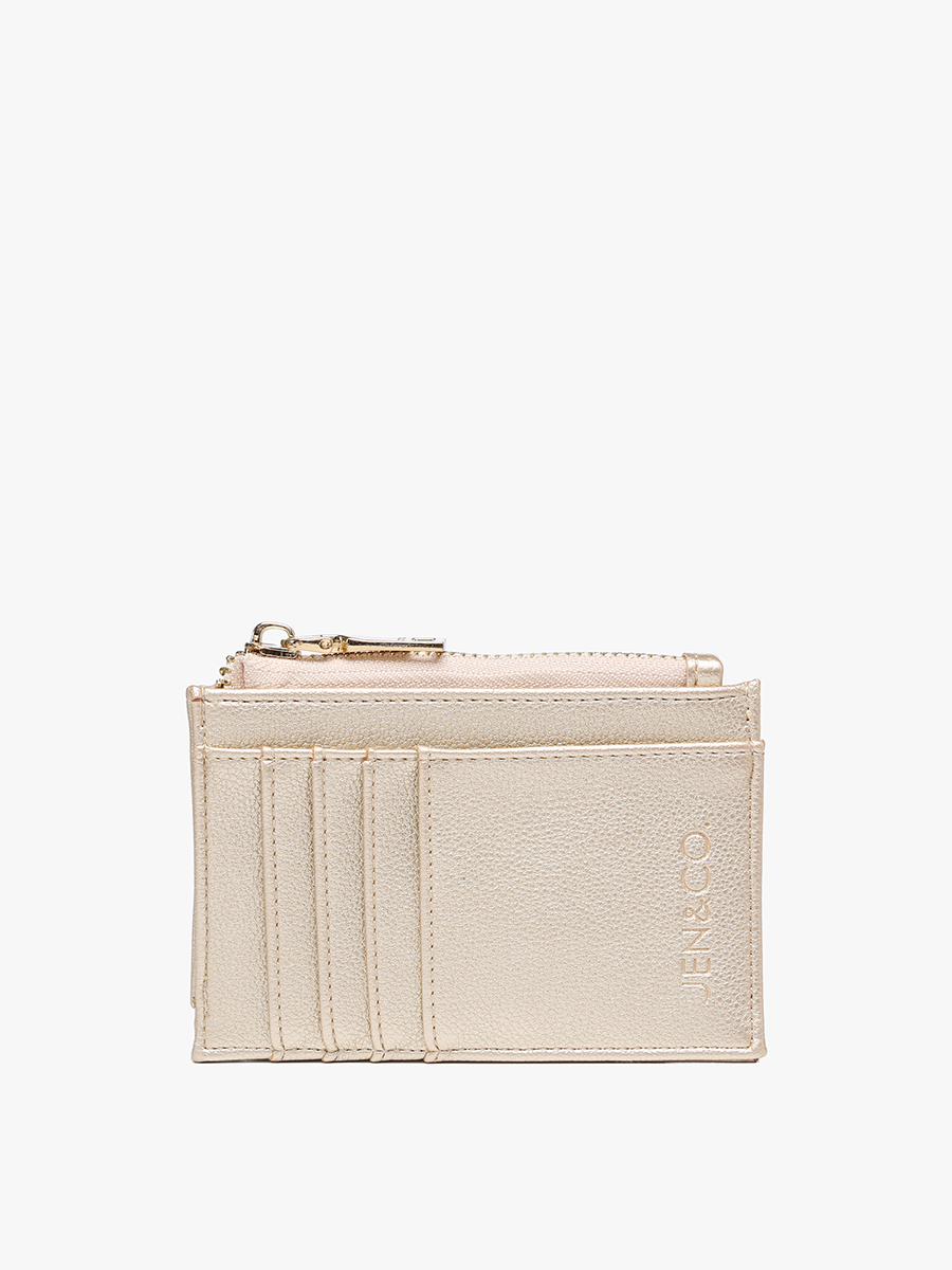 Jen & Co. Sia Zip Card Holder Wallet – Compact Vegan Leather