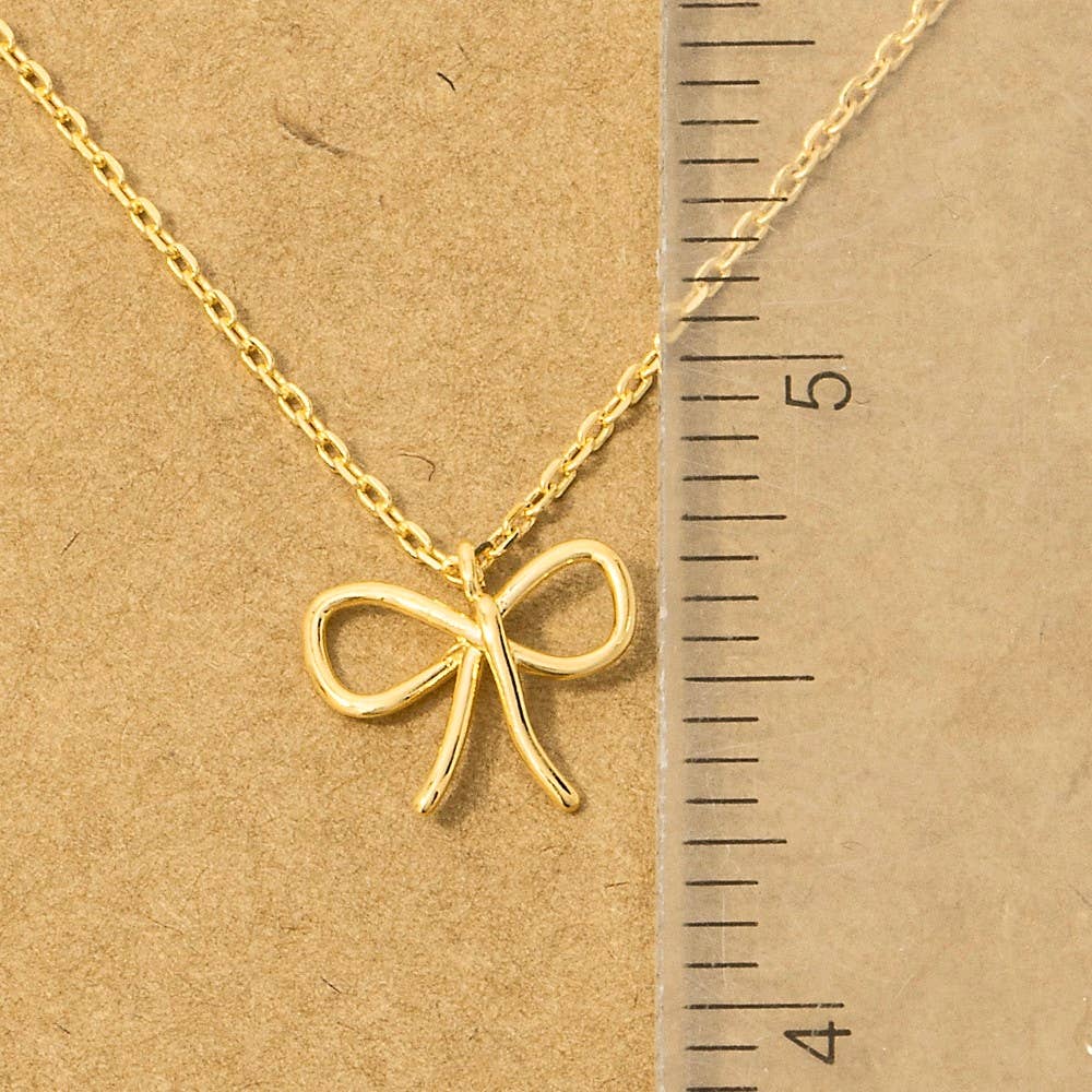 Fame Wire Ribbon Bow Pendant Necklace