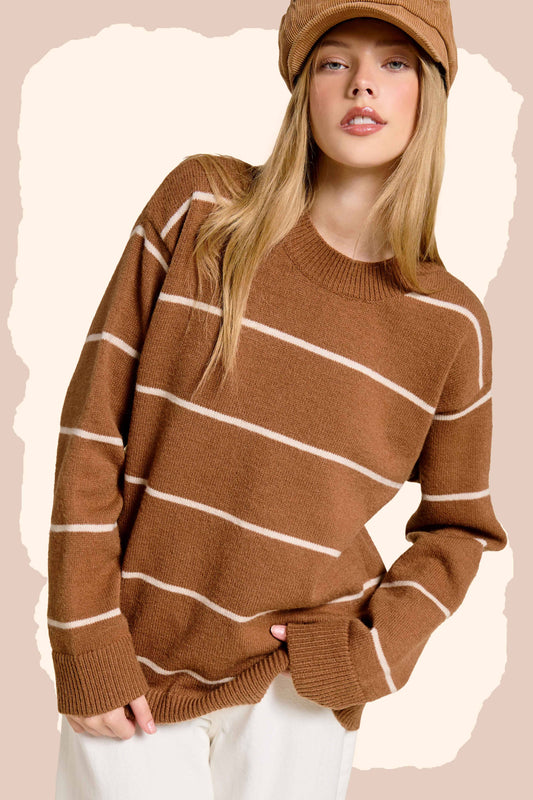 Loose Fit Stripe Crewneck Sweater