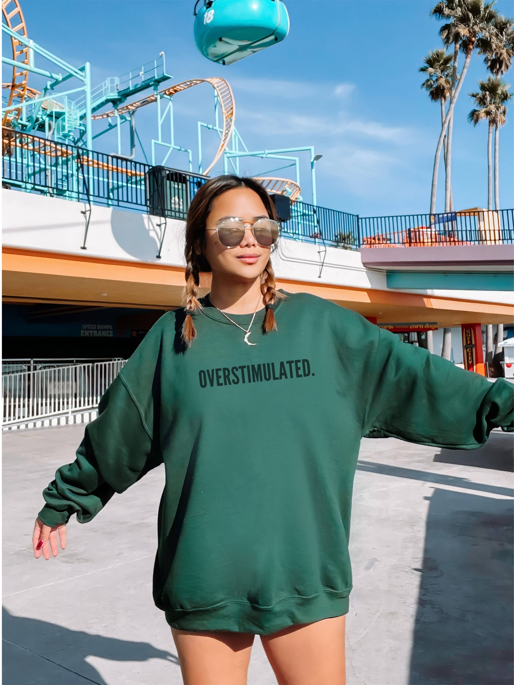 OVERSTIMULATED  CREWNECK (Green)