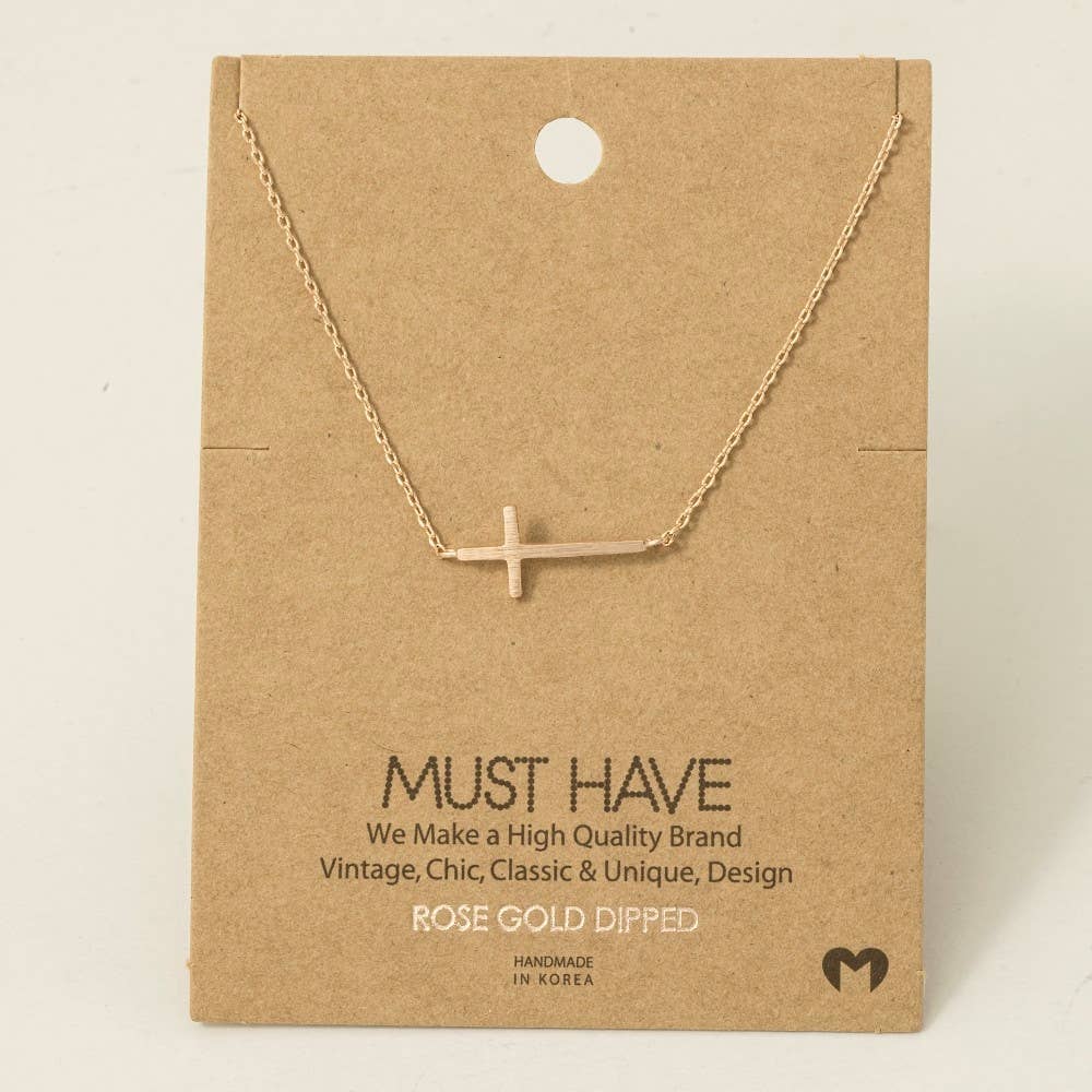 Fame Side Cross Pendant Necklace