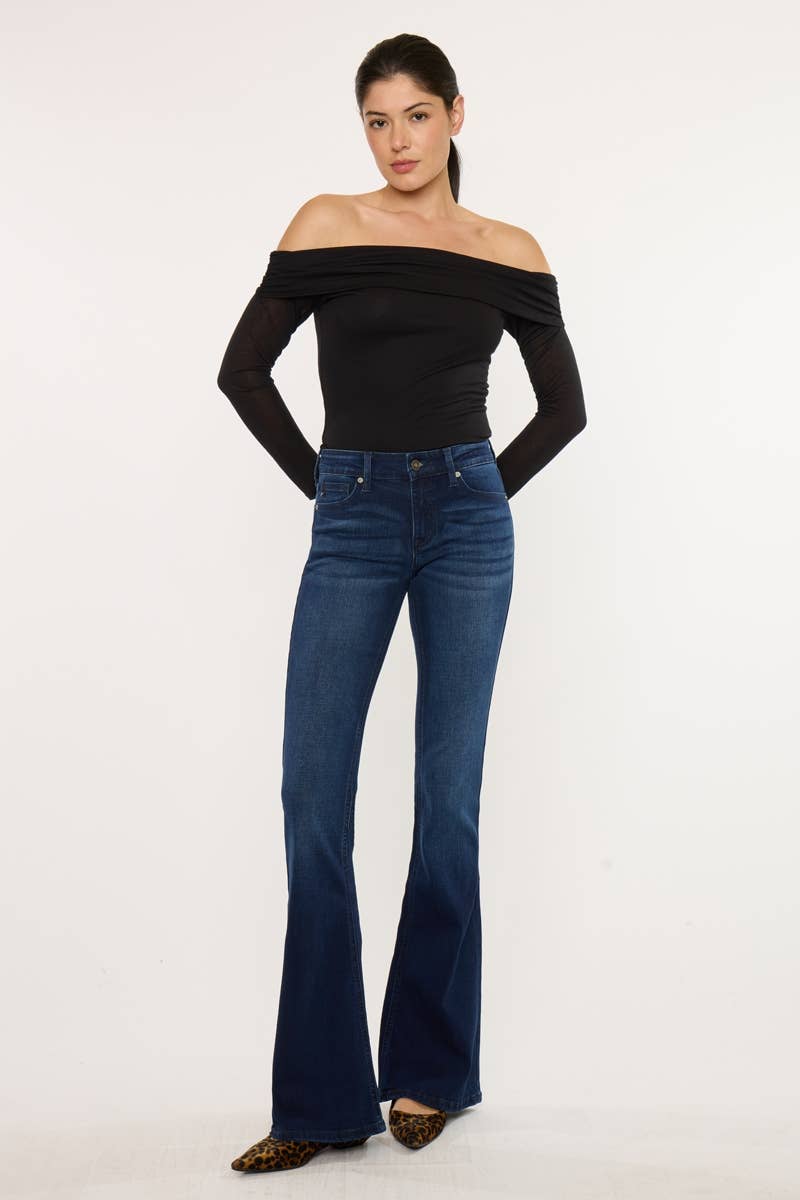KanCan Women's Mid-Rise Flare Jeans