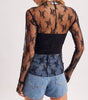 BLUIVY FLORAL EMBROIDERY LACE MESH LAYERING TOP