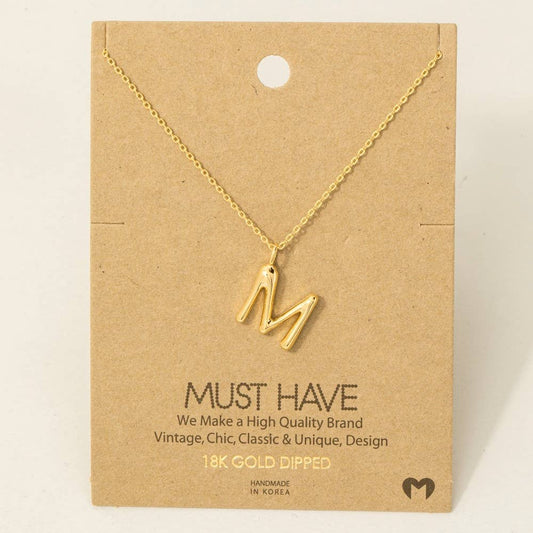 Fame Bubble Letter Pendant Necklace: M Gold