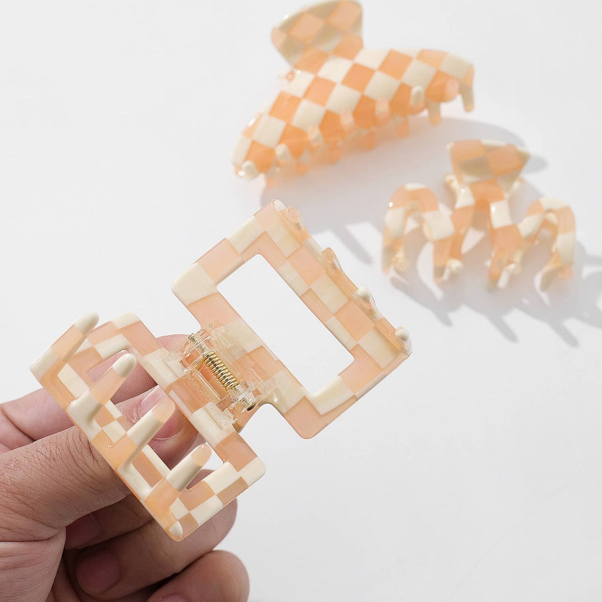 Adorro Pumpkin Checkmate Assorted Claw Clip