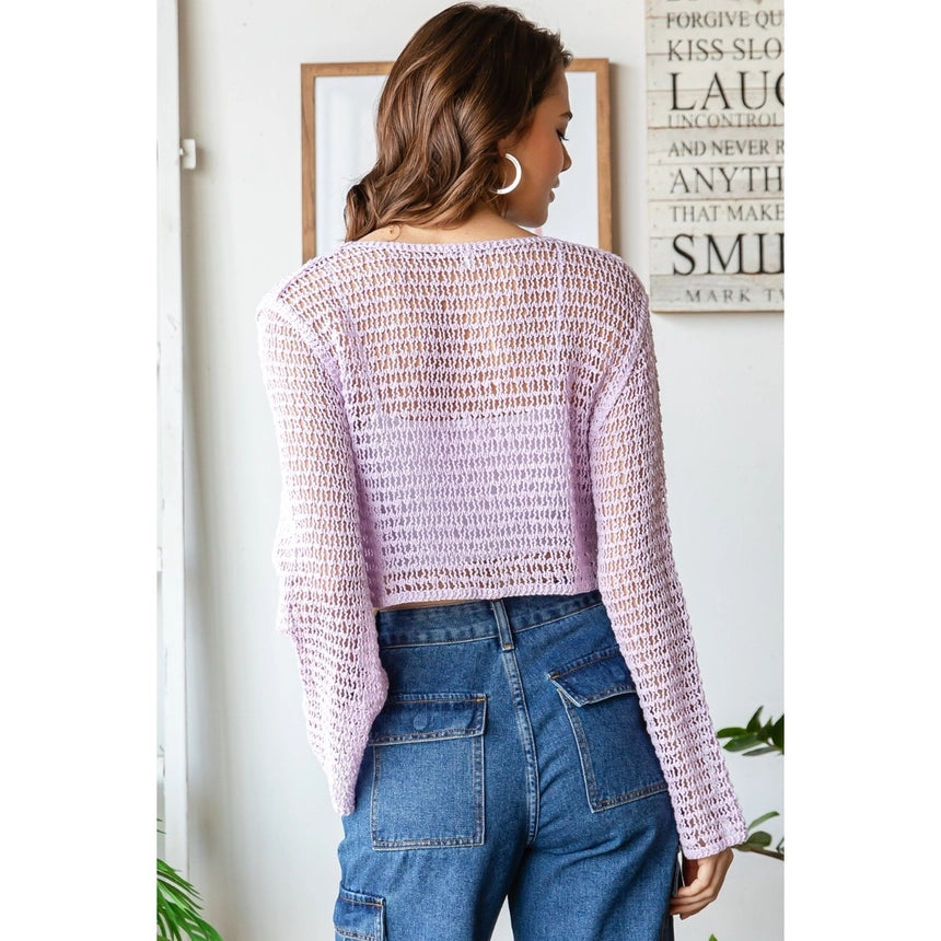Veveret Sheer Crochet Crop Top