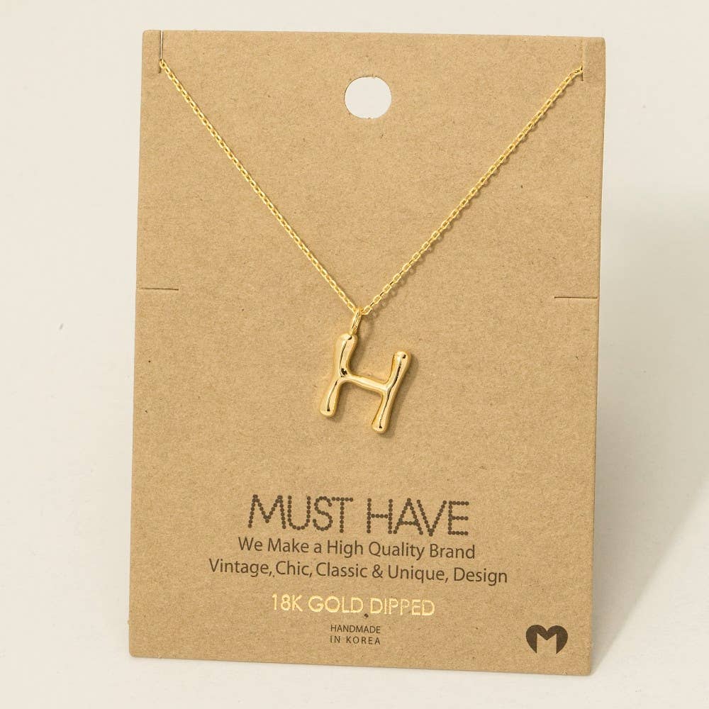 Fame Bubble Letter Pendant Necklace: M Silver