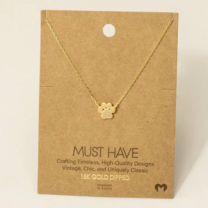 Fame Mini Paw Print Charm Necklace