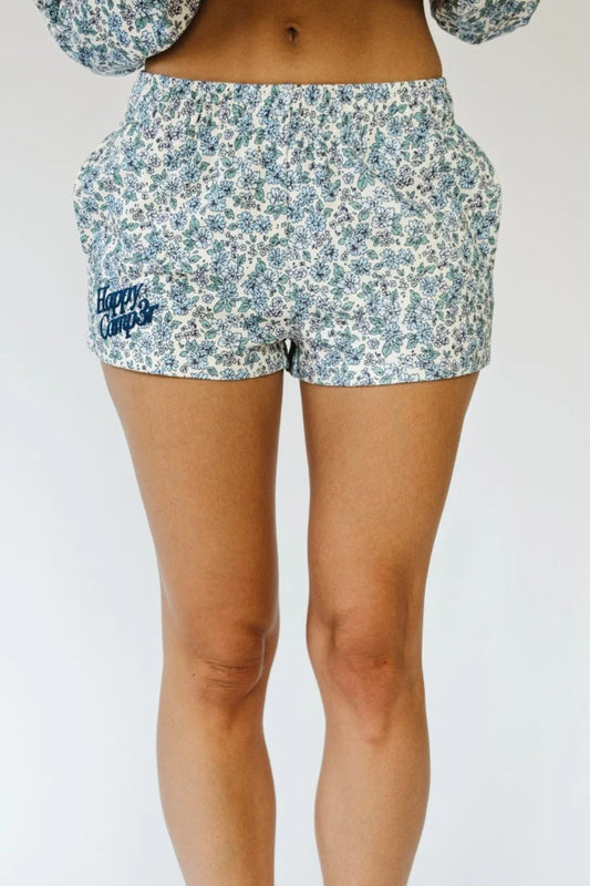 Happy Camp3r Dusty Blue Garden Scuba Shorts