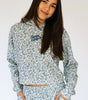 Happy Camp3r Women's Dusty Blue Garden Scuba Croped Sweater