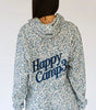 Happy Camp3r Women's Dusty Blue Garden Scuba Croped Sweater