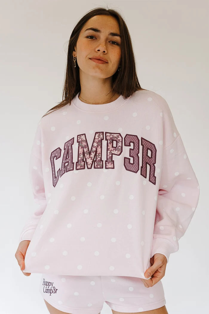 Happy Camp3r Women's Pink Sprinkle Camp3r Crewneck Sweatshirt