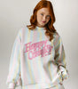 Happy Camp3r Women's Sherbet Stripes Applique Mockneck Sweatshirt